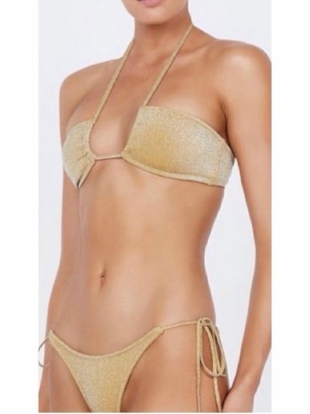 Triangl Gold Sparkle Halter Bikini Set with Matching Bag